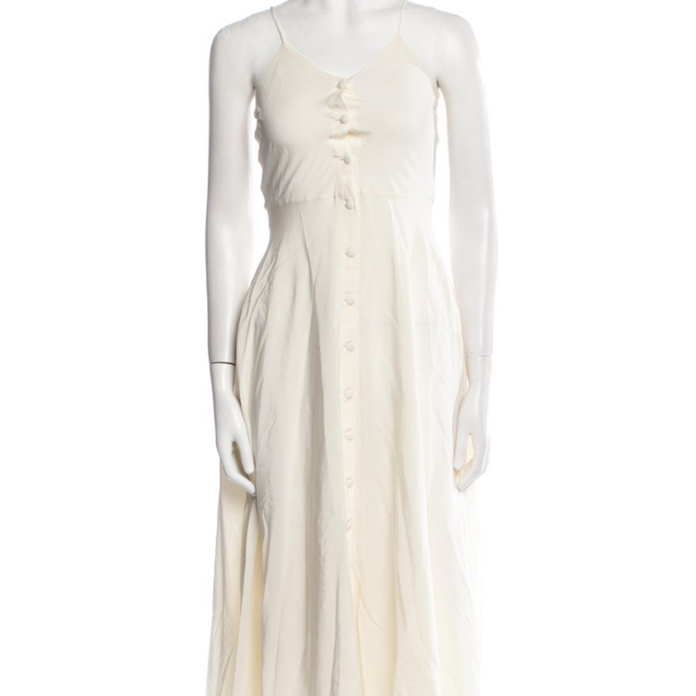Deitas Designer 100% Silk Maxi Dress | color Ivory
